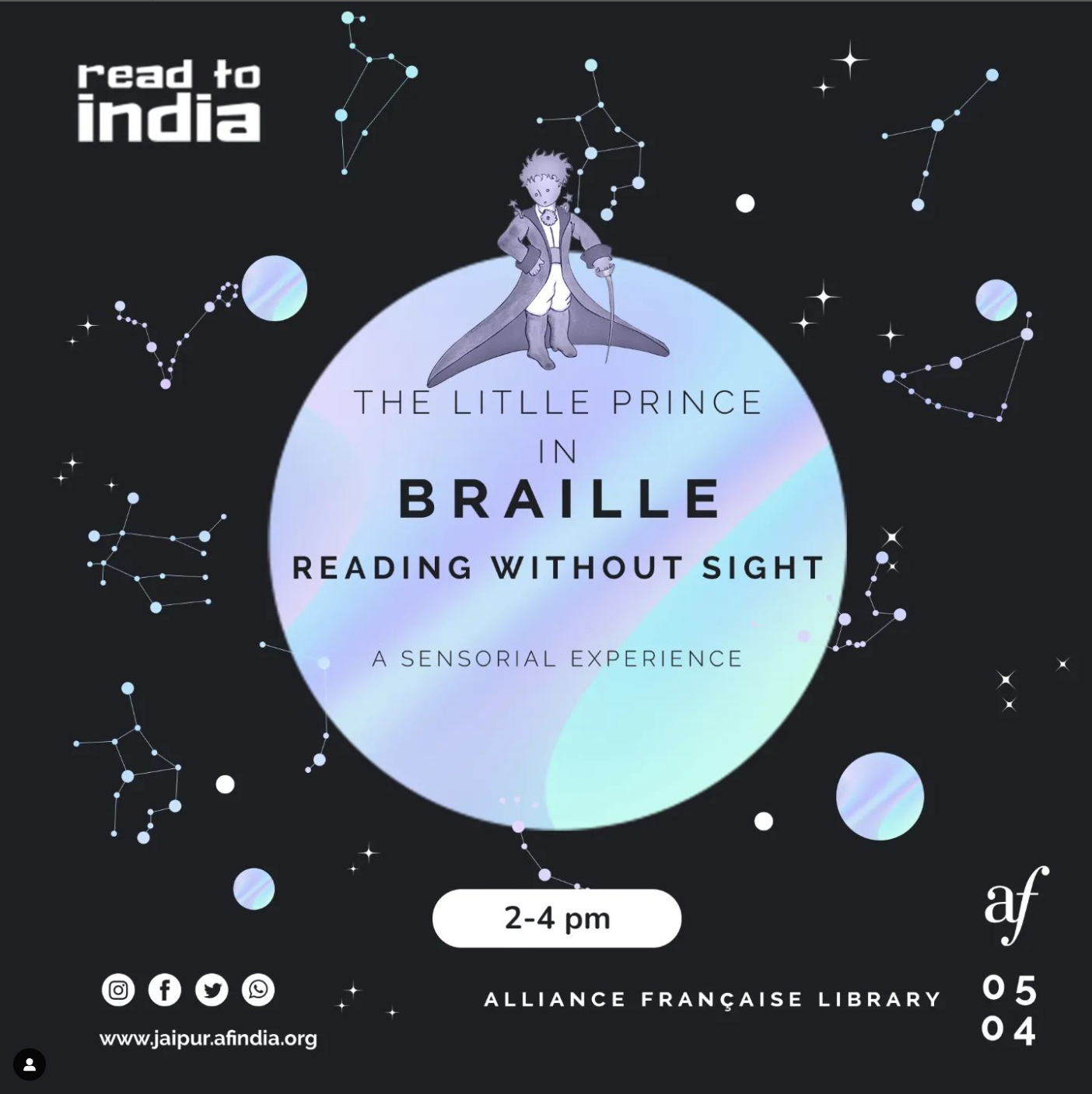 neerja modi the little prince in Braille alliance française de jaipur, Rajasthan inde